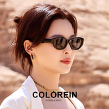 colore.in墨镜女款高级感猫眼太阳镜防晒防紫外线强光开车驾驶近视可配度数 气质黑-辛芷蕾同款【高级板材】