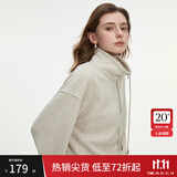 范思蓝恩半拉领廓形落肩加绒加厚重磅卫衣女冬季2024新款14491 燕麦灰上衣 M