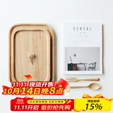 川岛屋 日式橡胶木原木托盘茶盘长方形点心盘实木托盘TP-6 小号橡胶木