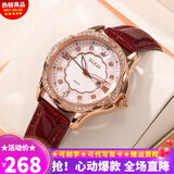 欧利时（OLEVS）瑞士认证手表女全自动机械表夜光防水机械女士手表陶瓷贝母面女表 【瑞士认证】皮带白面-502