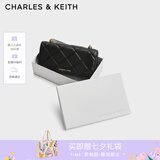 CHARLES&KEITH质感菱格链条小方钱包女包包女包生日礼物七夕礼物CK6-10680924 Black黑色 XS
