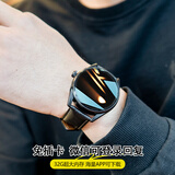 P+7【免插卡可登录回复微信】男士智能手表2025款心率血压蓝牙电话多功能健康跑步运动手环机械 真皮表带黑【微信回复/APP下载/健康检测/录音】