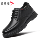 红蜻蜓皮鞋男冬季加绒保暖牛皮正装鞋软面耐磨轻便棉鞋WTD450201黑色39