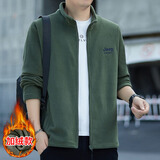 JEEP SPIRIT吉普外套男秋冬季韩版抓绒衣男士立领上衣男装 军绿加绒 XL