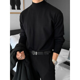 牧唯德绒半高领打底长袖衫男士秋季基础穿内搭成熟稳重休闲男装卫上衣 黑色 90%买家选择 XL [建议125-140斤]