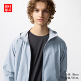 优衣库男装DRY-EX速干高弹力防紫外线印花连帽开衫476146 03 灰色 S /165/84A