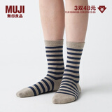 无印良品 MUJI 女式 合脚直角 袜口无橡筋 袜 DAJ02A1A   深咖啡色条纹 23-25cm/36-40码