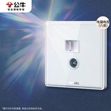 公牛（BULL）开关插座 亚克力系列电脑电视六类网线插座86型面板G62T223A 白色