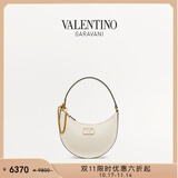 华伦天奴VALENTINO[双11限时优惠]女士VLOGO SIGNATURE 粒面HOBO 浅象牙白色 均码