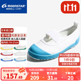 月星童鞋 日本进口幼儿园室内鞋 四季儿童帆布鞋男童小白鞋女孩居家鞋 天蓝色 24 (内长15cm适合脚长14.5cm)