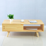 家之韵 实木松木电视柜茶几组合套装现代简约原木北欧客厅小户型卧室 1.2米茶几原木清漆