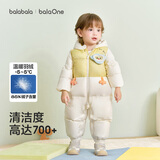 巴拉巴拉童装婴儿连体衣羽绒服假两件宝宝衣服冬装外出男童女童保暖厚时尚 白黄猫头鹰-白鸭绒 80 cm-充绒量92g