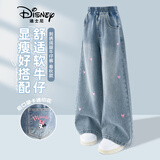 迪士尼童装圣诞女童牛仔裤洋气韩版儿童秋装裤子宽松显瘦阔腿裤