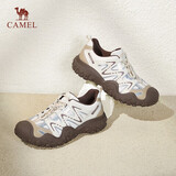 骆驼（CAMEL）经典丑萌鞋女时尚撞色户外休闲鞋 L24S469647A 米/银/咖 36