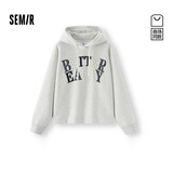 森马（Semir）商场同款|卫衣女冬字母oversize加绒2025高街打底衫101725116017