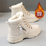 GUQIAN雪地靴女2025秋冬季棉鞋女皮毛一体保暖加绒女士休闲靴子女鞋靴 卡其色【加绒】 37 (235mm)