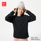 优衣库童装男童女童摇粒绒圆领T恤长袖抓绒25秋冬新款481213 09 黑色 150