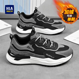 海澜之家男鞋冬季加绒2025新款运动鞋男士休闲鞋子男跑步鞋老爹鞋旅游鞋男 黑色 【皮面款】 41 (255mm) 【标准运动鞋码】