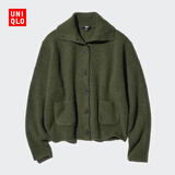 优衣库女装舒芙蕾针织开衫/长袖外套空调衫软糯上衣472093 56 橄榄色 S /155/80A