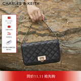 CHARLES&KEITH经典菱格链条小方单肩斜挎包包女包生日礼物CK2-70160131 Black黑色 小包