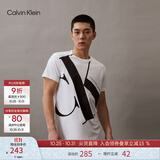 Calvin Klein Jeans夏季男女情侣中性ck纯棉醒目大字母印花圆领短袖T恤J318471 YAF-白色 M （推荐135-150斤）