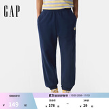 GAP男装2025春季新款刺绣logo松紧腰束口卫裤运动休闲长裤725654 海军蓝 S (165/76A)亚洲尺码