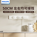 飞利浦（PHILIPS）明装轨道插座开关插座面板壁挂式免开槽可移动滑轨插板餐边柜导轨式滑动排插50厘米轨道+3个适配器
