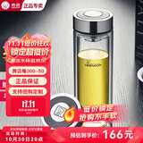 希诺（HEENOOR）玻璃杯男士双层防烫抗菌泡茶杯办公室车载保温水杯定制送生日礼物 经典小熊杯盖-410ml-9607