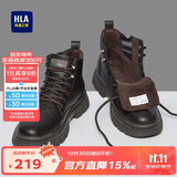 海澜之家HLA马丁靴男士休闲鞋秋冬工装鞋子男HAAGZM4AB70567 棕色加绒45