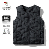 啄木鸟羽绒服男冬季新款男士简约羽绒马甲男加绒保暖内搭无袖坎肩背心男 黑色 L