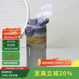 乐扣乐扣（LOCK&LOCK）人鱼线塑料运动水杯夏天便携水壶带刻度提手男女水杯子520ML灰色