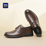 海澜之家HLA皮鞋男士商务休闲秋冬德比正装鞋子男H135/H171 棕色42