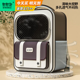 獒少保猫包外出大号猫背包宠物背包太空舱透气便携包双肩包猫咪狗狗用品 升级大号双肩背包咖色建议20斤内