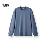 森马（Semir）王安宇同款|长袖T恤男纯棉打底衫纯色情侣冬上衣宽松109725101201