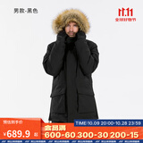 迪卡侬（DECATHLON）男女防风防水外套加厚保暖棉衣棉服棉袄男中长款派克大衣NH900 男款-黑色-SH900 L