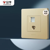 公牛（BULL）墙壁插座G07系列二位电脑带电话插座 86型面板G07T212(U6)香槟金