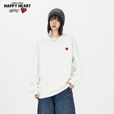 查尔斯桃心【王楚然同款】圆领卫衣男女春秋季爱心宽松休闲百搭情侣长袖上衣 白色 S
