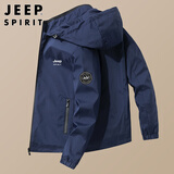 JEEP SPIRIT吉普夹克男外套秋冬季韩版男士上衣宽松连帽男装 蓝色 2XL