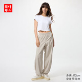 优衣库女装休闲长裤/休闲运动裤降落伞裤子防晒裤475820 31 米色 M /160/66A