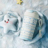 Face咖啡杯陶瓷内胆保温杯女吸管水杯新款高颜值生日礼物可爱杯子 满天星辰450ml