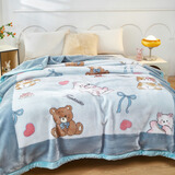 南极人（Nanjiren）冬季毛毯被子加厚毯子双层拉舍尔单人午睡沙发盖毯婚庆保暖学生  躲猫猫-蓝 150cmX200cm约4斤