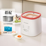 班尼兔（Pink Bunny） 煮蛋神器蒸蛋器迷你智能定时温泉蛋溏心蛋鸡蛋羹自动断电煮鸡蛋茶叶蛋酸奶机 单层 酒红色【方型碗】