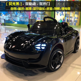 爱童保时儿童电动车4轮玩具车带遥控1-3-4岁可坐人摇摆儿童车生日礼物 舒适烤漆黑：两驱12V小电池皮座