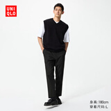 优衣库男装弹力九分裤/商务通勤西裤裤子25秋冬新款479349 09 黑色 S /165/72A