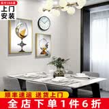 轩棠树 餐厅装饰画现代简约饭厅挂画餐厅墙面装饰壁画北欧饭厅厨房墙画新中式电表箱挂画带钟表 04款 大套（左60*80右40*60+钟表）布艺画黑色框