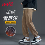 班尼路（Baleno）裤子男秋冬季束脚裤加绒复古潮流雪尼尔休闲长裤慵懒风痞帅男裤