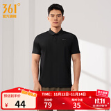 361°运动翻领t恤2025年春夏季新款休闲透气短袖情侣POLO衫开学季 【男款】超级黑 L