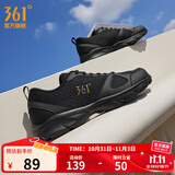 361°运动鞋男鞋秋冬季透气网面跑鞋黑色通勤轻质户外慢跑步鞋 曜石黑/皇冠金【透气网布】 39