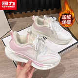 回力官方女鞋保暖运动鞋女冬季新款加绒加厚棉鞋女 白粉（加绒） 38