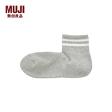 无印良品 MUJI 男式 合脚直角 足底起绒 短袜 袜子男袜DAD09A1A短筒休闲袜 灰色条纹 25-27cm